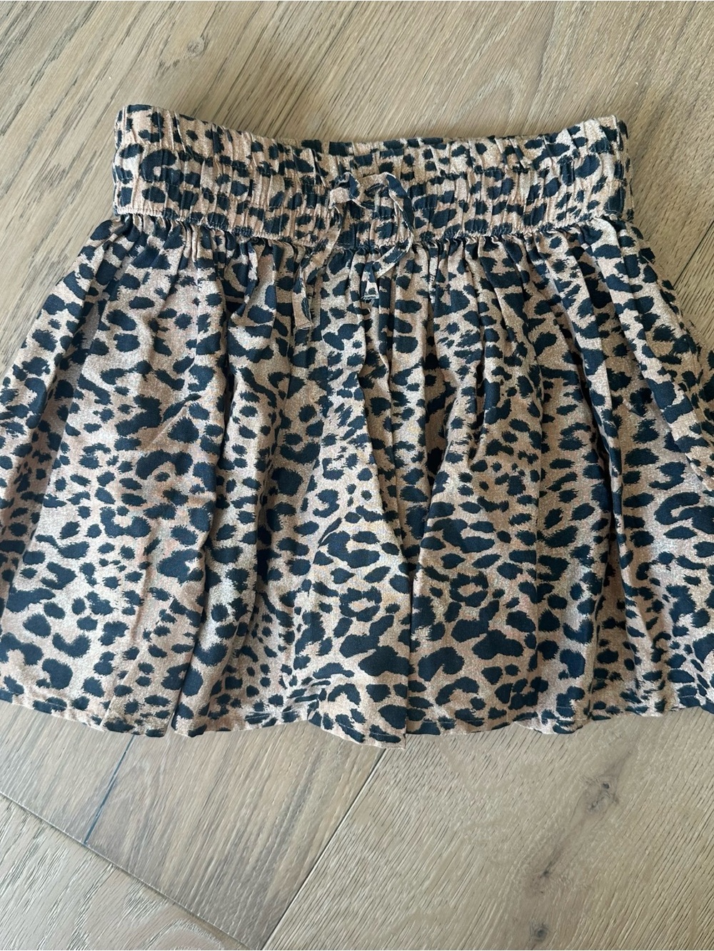 NWT GAP Smocked Waist Mini Skirt Leopard Print Tan/Black S